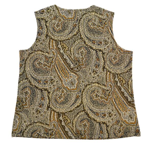Laura Ashley Vintage Abstract Paisley Shirt Sleeveless Textured Women's XL 90s - Picture 3 of 10
